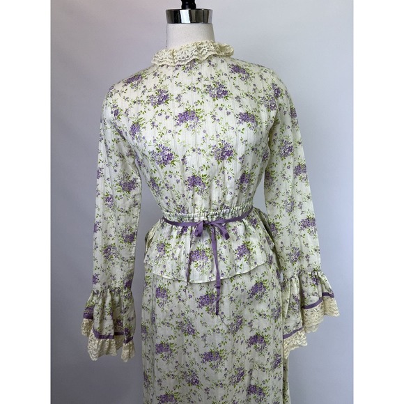 RARE Vintage 1970s Gunne Sax Floral Bustle Prairie Dress - Picture 8 of 10